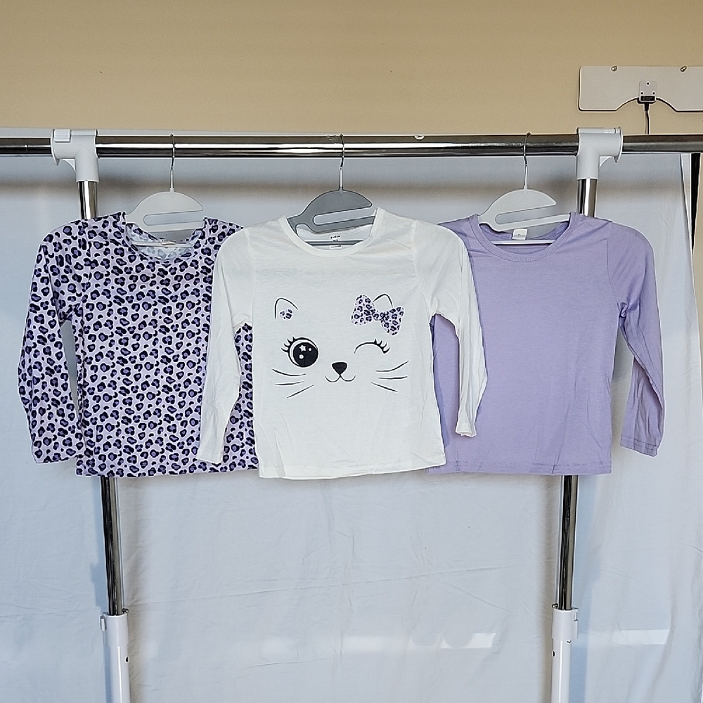 SHEIN White & Purple Long Sleeve Tops for Kids